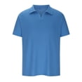 thumbnail image 4 of YYDGH Men's Muscle V Neck Polo Shirts Slim Fit Short Sleeve Cotton Golf T-Shirts Ribbed Knit Soft Tees Blue S, 4 of 8