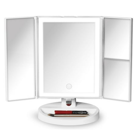 Fancii Tria Trifold Vanity Mirror with LED Lights, Lighted Makeup Mirror with 5x & 10x Magnifications