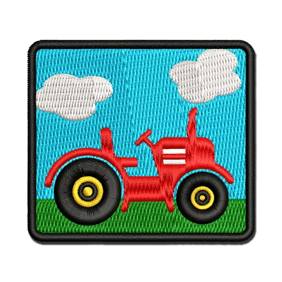 Farm Tractor Applique Multi-Color Embroidered Iron-On Patch - 2.5 Inch Small