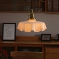 thumbnail image 6 of Small flower shape creamy glass pendant light fixtures for kitchen sink, vintage Japanese style kitchen island pendant lighting, retro Nordic hanging lamp ceiling chandelier over dining table, 6 of 7