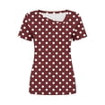 thumbnail image 5 of DeHolifer Women Summer T-Shirts Casual Printed Slanted Collar Short Sleeve Tee Tops Wine L, 5 of 5