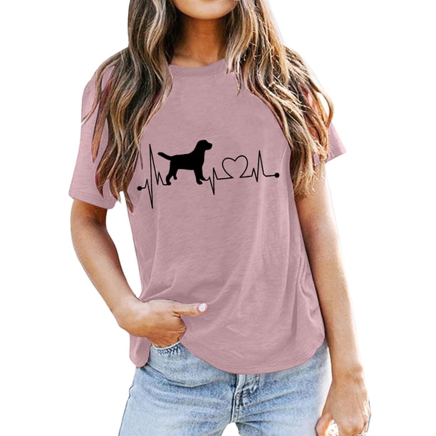 Gibobby Camisetas Mujer Baratas Manga Corta Blusa casual Top Mujer Manga corta Camiseta Impreso Blusa mujer(Rosa,G)