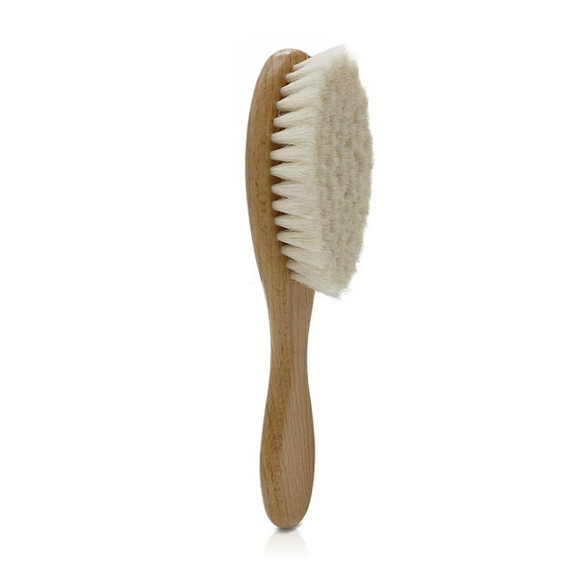 Cepillo de pelo de madera para bebés para recién nacidos Peine para el cabello de lana suave Masaje del cuero cabelludo Ideal para el cuidado de la cuna del bebé Cepillo para el cabello