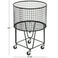 thumbnail image 4 of CosmoLiving by Cosmopolitan Black Metal Deep Set Rolling Mesh Laundry Basket Storage Cart with Wheels, 4 of 12