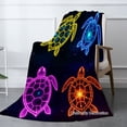 thumbnail image 2 of Joocar Neon Turtle Pattern Fleece Blanket For Winter Gift Home Sofa Bed Decoration 40x50 Inch, 2 of 5