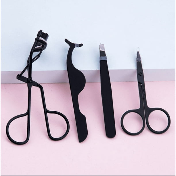 Herramienta para pestañas, juego de herramientas de maquillaje de acero inoxidable para extensiones de pestañas, pinzas, aplicador de pestañas postizas, rizador de pestañas y tijeras para cejas.