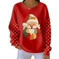thumbnail image 3 of Yteetum Chandail en Molleton Joyeux Noël pour Femmes, Col Rond Surdimensionné, Tricot Côtelé, Chandail Sans Capuche, Haut Décontracté, Imprimé Graphique de Noël, Col Rond, Manches Longues, Ample, 3 of 4