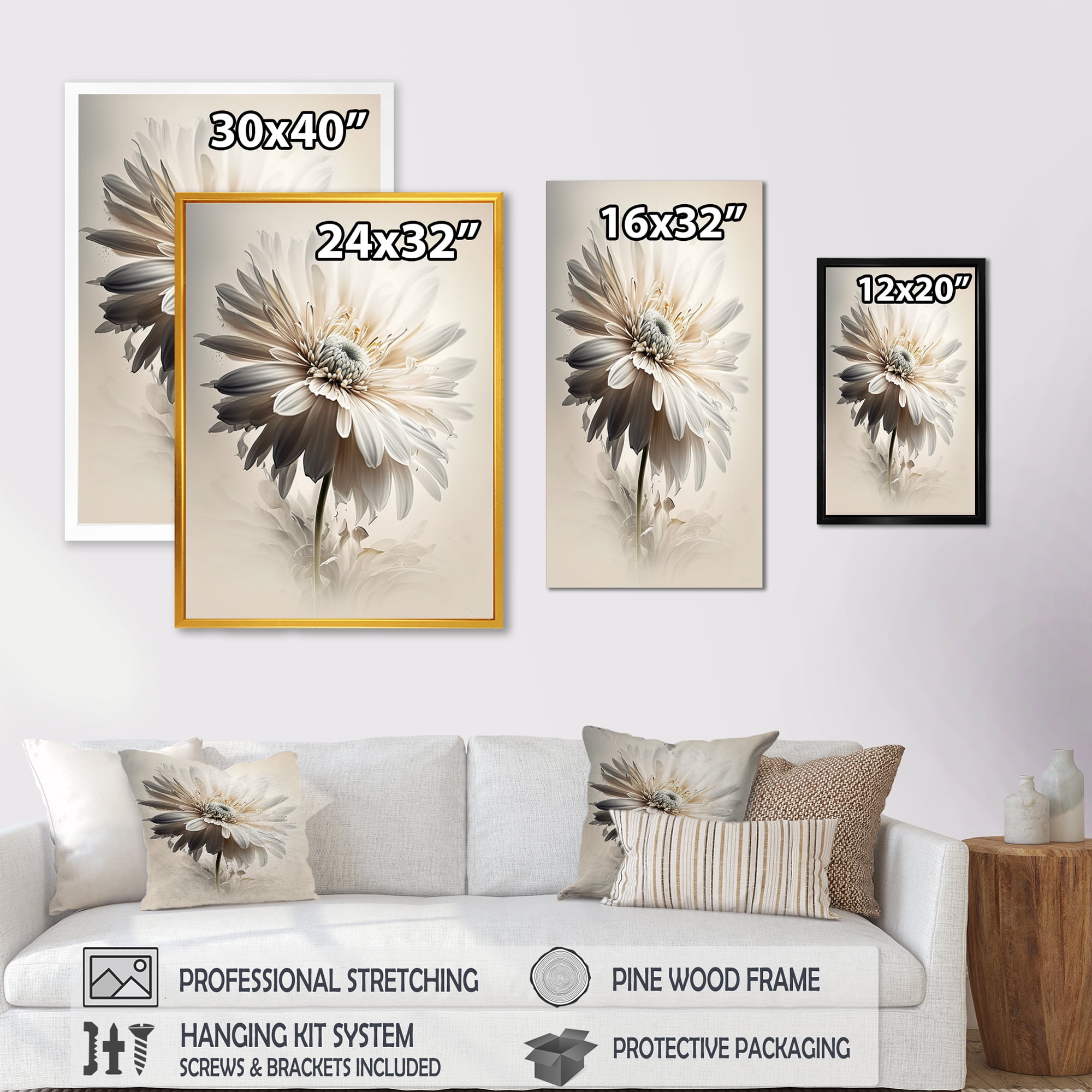 Designart White Gerbera Flower II Canvas Wall Art