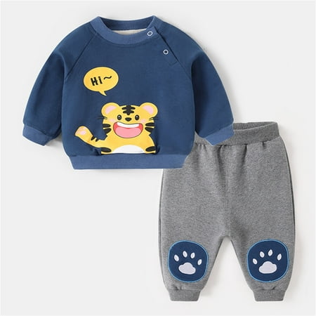 

Hunpta Infant Children Kids Toddler Baby Boys Girls Long Sleeve Letter Sweatshirt Pullover Tops Cute Cartoon Trousers Pants Outfit Set 2PCS Clothes