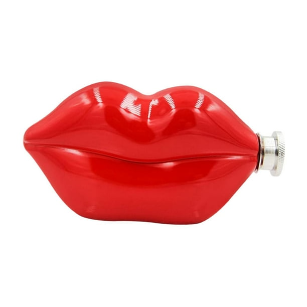Frasco con forma de labio Zulema acero inoxidable 5 onzas para barbacoa al aire libre y mochileros rojo