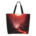 thumbnail image 1 of Balery Red Moon Lava Bolsa Tote Estilo Estético con Cremalleras, Bolsa de Hombro, Bolsa de Compras Grande y Plegable, 1 of 8