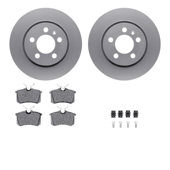 Dynamic Friction Company Rear Geospec Brake Rotors with 5000 Euro Ceramic Brake Pads includes Hardware 4612-13502