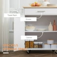 thumbnail image 6 of Knubmt Wood Top Kitchen Cart with Drawer and Cabinet and Towel Rack, Rolling Kitchen Island for Dining Room, Bar, Kitchen, White, 6 of 10