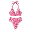 thumbnail image 2 of 2 Piece Swimsuit for Women, Two Piece Swimsuit for Women, Womens Tummy Control Bathing Suits Modest High Waisted Bikini Sets Cute Halter 2 Piece Swim Suit 2026, Pink M, 2 of 7