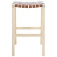 thumbnail image 3 of SAFAVIEH Abreu Rectangle Barstool, Cognac/Light Natural (18.5 in. W x 20 in. D x 30 in. H), 3 of 7