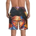 thumbnail image 3 of Jean Michel Basquiat Men's Beach Shorts Quick Dry Athletic Workout Swim Shorts Elastic Waist Drawstring Summer Shorts, 3 of 5