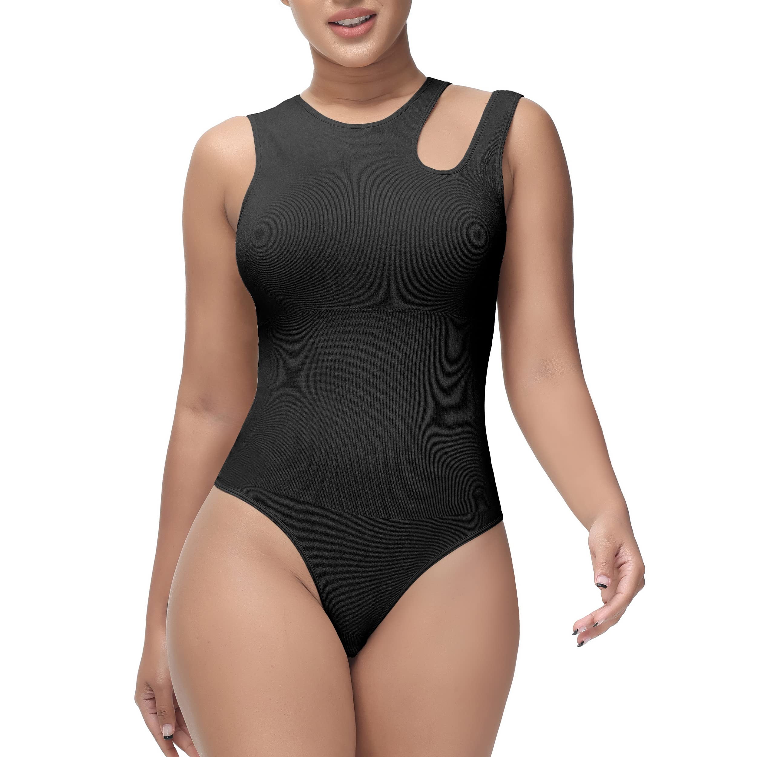 Soo slick Shapewear Bodysuit for Women Tummy control Tops Cutout Sleeveless  Bodysuit Thong Sculpting with Removable Padding
