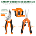 thumbnail image 6 of 3 Pack Gardening Pruning Shears, Garden Tools, Stainless Steel Garden Shears with Safety Lock, Garden Scissors, Garden Clippers for Trimming, Flowers, Herbs & Branches, Orange, 6 of 10
