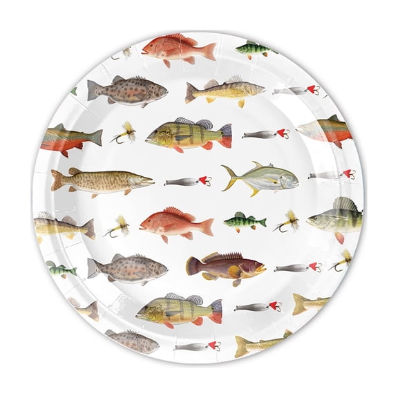 hulanddfd Fishing-Themed Party Supplies - 10pcs 9inches Fishing Paper Plates Disposable Tableware for Dining Table Birthday Party Decor