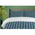 thumbnail image 4 of Ambesonne Abstract Duvet Cover Sets, Floral and Round Dots, 2-King, Navy Green and White, 4 of 7