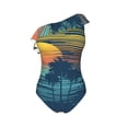 thumbnail image 4 of Yiaed Palm Trees Print Women One Piece Swimsuits Tummy Control One Shoulder Bathing Suits Pattern Ruffle Swimwear-Medium, 4 of 8