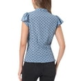 thumbnail image 3 of INSPIRE CHIC Women's Blouse Polka Dots Tie Neck Ruffled Cap Sleeve Wear-to-Work Top XS Grey Blue, 3 of 6