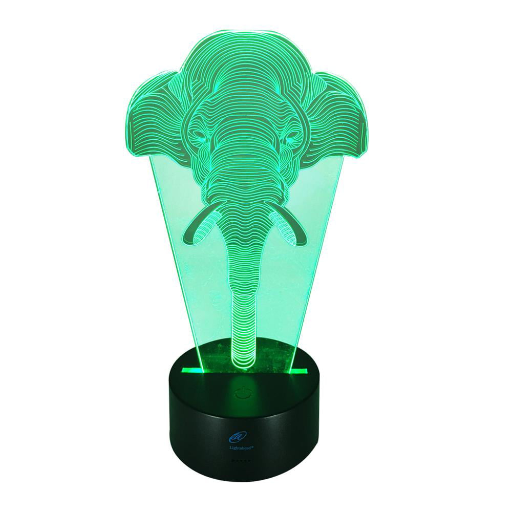 Elephant 3D Illusion Light Lamp Night Light 7Changing Color Touch USB Table Nice 