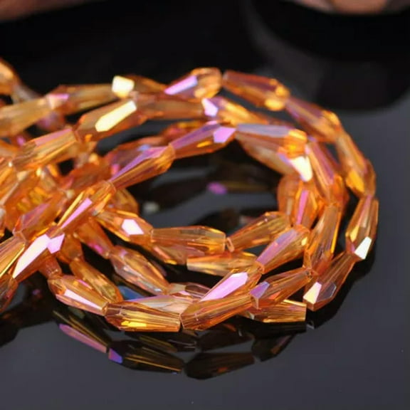 U8MO 30pcs 4mm 6mm Teardrop Faceted Cut Crystal Glass Loose Beads for Jewelry Making-6x12mm-Rose Gold