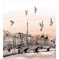 thumbnail image 3 of Landscape Duvet Cover Set, Panorama Sketch Art Sunset View of Paris from Pont Des Arts with Pigeons River, Decorative 3 Piece Bedding Set with 2 Pillow Shams, Queen Size, Peach Grey, by Ambesonne, 3 of 3