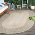 thumbnail image 4 of SAFAVIEH Braided Evangeline Bordered Machine Washable Reversible Area Rug, Ivory/Grey, 5' x 8' Oval, 4 of 19