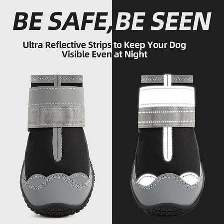 LaiHang Dog Shoes for Large Dogs  Waterproof Dog Booties for Small Medium Dogs  Anti-Slip Dog Boots & Paw Protectors for Hot Pavement Winter Snow Hiking with Reflective Straps Khaki Size 6
