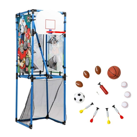 JOOLA Sport Squad Jeu de Lancer Multi-Sport 5-en-1 - Jouer au Soccer, Baseball, Basketball, Soccer et Fléchettes - Léger et Portable
