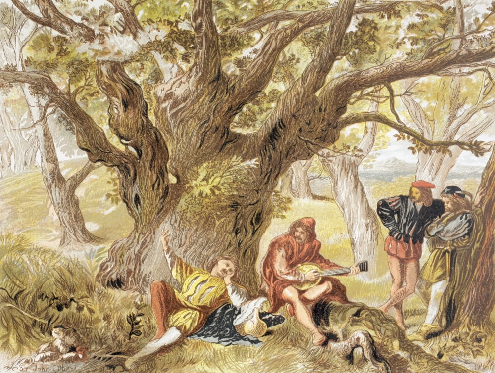 A Scene In The Arden Forest From As You Like It By William Shakespeare Drawn And Etched By Sir John Gilbert From The Illustrated Library Shakspeare Published London 1890 Canvas Art - Ken Welsh Design