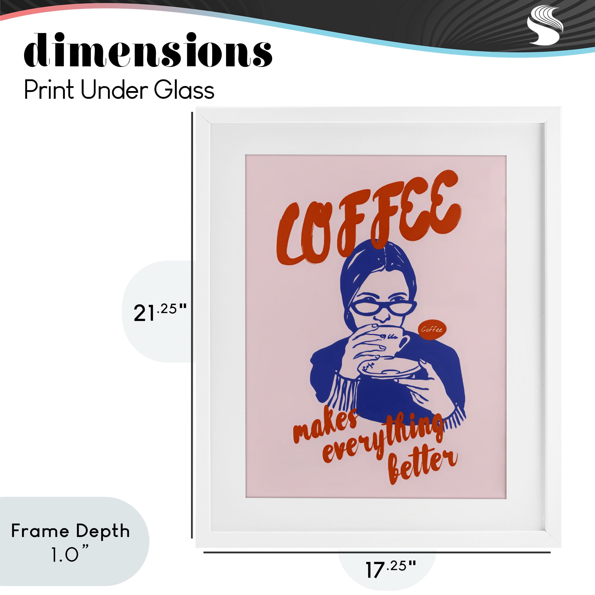 Stupell Industries Coffee Makes Everything Better White Framed Print Under Glass, design by The Prints Vibe