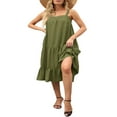 thumbnail image 3 of Robe Maxi Ample à Volants Sans Manches à Bretelles Épaisses Réglables pour Femmes avec Poches, 3 of 7