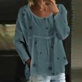 thumbnail image 2 of Outfmvch Womens Boho Peasant Tops Tunic Top Flowy Womens Blouses Boho Floral Tops Vintage Floral Fall Fashion Travel T-shirt Baggy Boho Peasant Blouse Cotton Gauze Tops Round Neck Lightweight Green L, 2 of 5