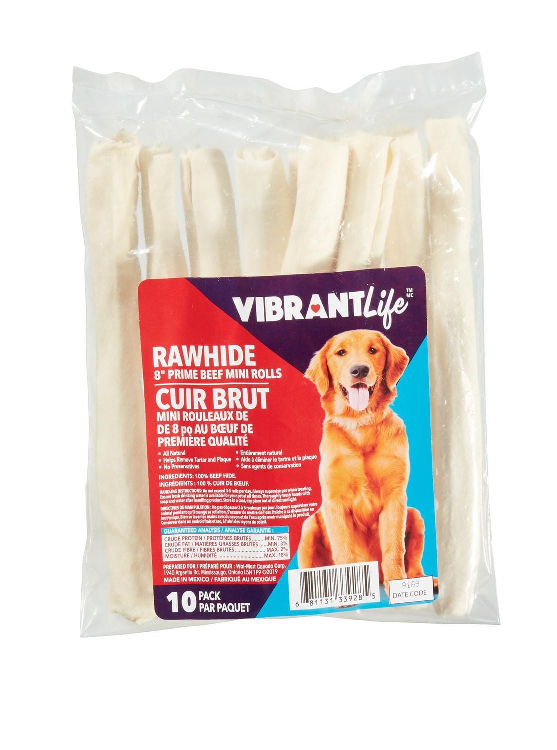Vibrant Life Rawhide Mini Rolls, Vibrant Life 8" Mini Rls, 10Pk
