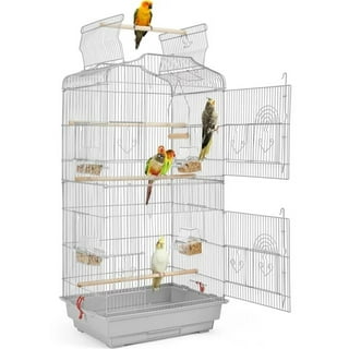White 14-inch Extra Small Birds Parakeet Wire Bird Cage for Finches  Canaries Lovebirds Green Cheek Conure Perfect Bird Travel Cage and Hanging  Bird
