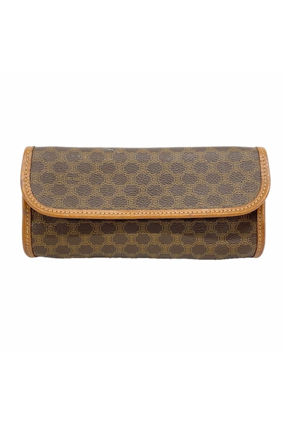 Pre-Owned Celine bag/pouch, Macadam pattern, brown, for women.