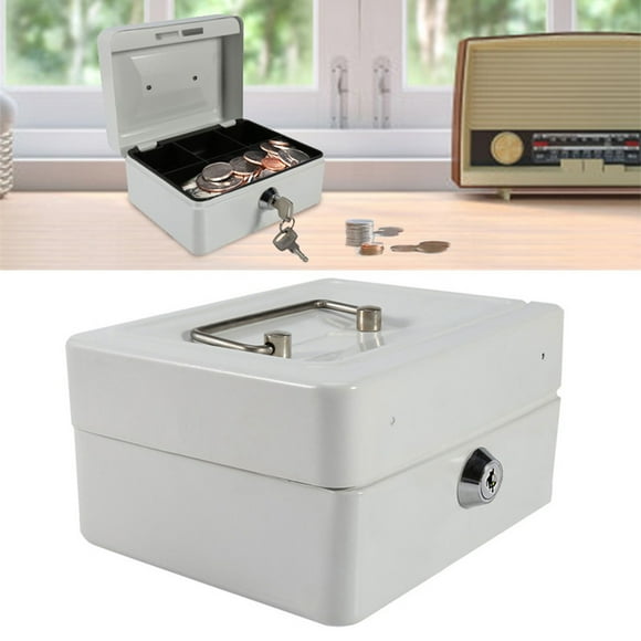 Mini Caja De Seguridad, Caja De Seguridad Con 2 Llaves, Caja Fuerte Para Guardar Joyas Y Monedas, Tamaño Mini, Portátil, 6 Compartimentos, Liso, Viajes A La Oficina En Casa