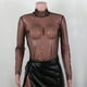 thumbnail image 3 of Camiseta De Malla Transparente Brillo Lentejuelas Sexy See Through Camisas Camiseta de malla de manga larga Top (Negro M) Ygjytge para Mujer Negro T M, 3 of 8