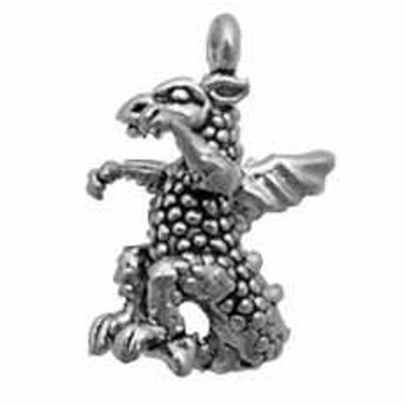 Sterling Silver 16" Unisex 1.5mm Box Chain Oriental Dragon Sitting On Tail Pendant Necklace