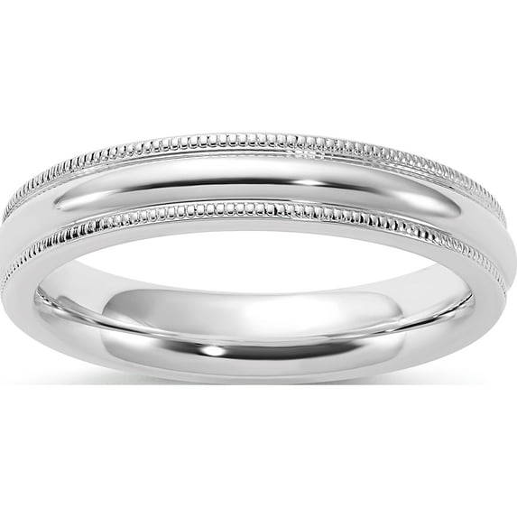 Sterling Silver Ss 4mm Comfort Fit Milgrain Size 13.5 Band Made In United States qcfm040-13.5