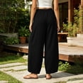 thumbnail image 6 of Women's Yoga Pants Tall New Summer Pants for Women Lightweight Faux Linen Casual Pants Loose Fits Comfy Vacation Trousers with Pockets, 6 of 8