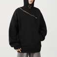 thumbnail image 6 of KHONTS Men's Side Zip Pullover Hoodies Long Sleeve Drop Shoulder Sweatshirt Casual Fashion 20s Streetwear Black L, 6 of 9