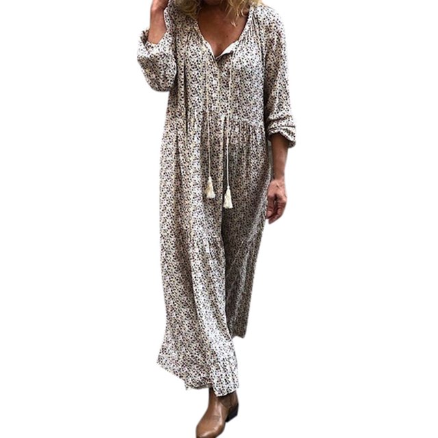 Mini vestido de verano con manga tres cuartos y estampado suelto para mujer Pompotops hdfakjf8558