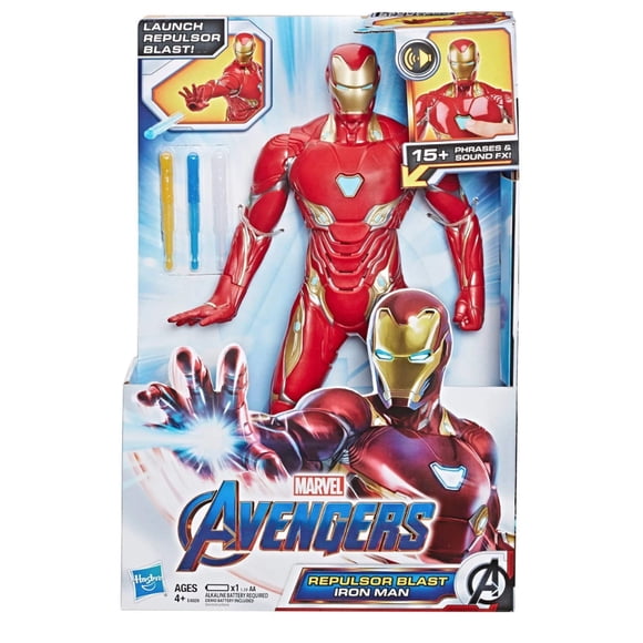 Figura de Marvel Avengers Endgame Repulsor Blast Iron Man a escala de 13 pulgadas con más de 15 sonidos y frases