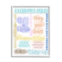 Stupell Industries Fun Bathroom Rules Typography Painting White Framed Art Print Wall Art, 24 x 30