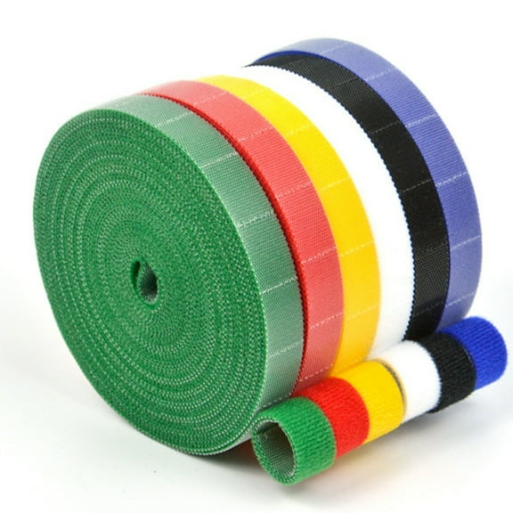 fairdog 6-pack multi-color 10ft/Roll Hook and loop Straps Reusable, Double Side Hook Roll Organizer Straps, Fastening Tape