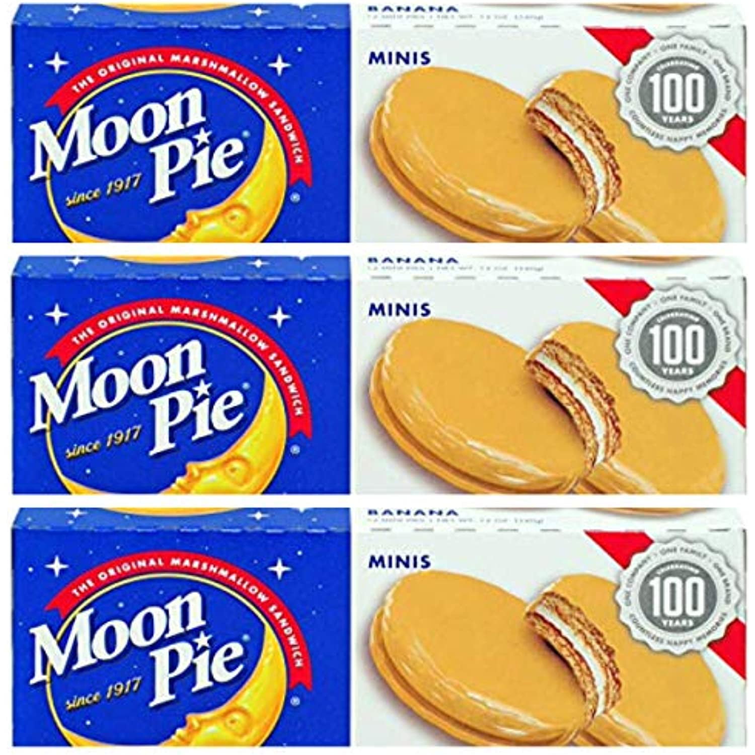 Moon Pie Minis 3 Boxes Of Banana 6 Pies Per Box, 3 Boxes 18 Pies